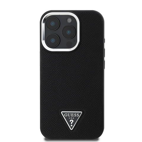 iPhone 13 Pro Max Guess Orjinal Lisanslı Msafe Şarj Özellikli Grained Triangle Kapak