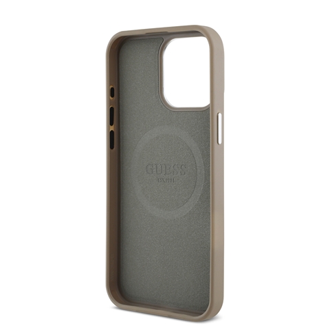 iPhone 13 Pro Max Guess Orjinal Lisanslı Msafe Şarj Özellikli Grained Triangle Kapak