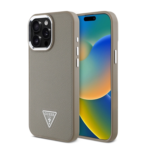 iPhone 13 Pro Max Guess Orjinal Lisanslı Msafe Şarj Özellikli Grained Triangle Kapak