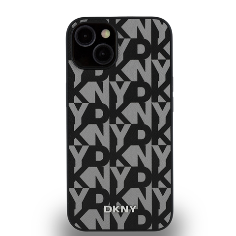 iPhone 14 DKNY Orjinal Lisanslı M-safe Şarj Özellikli 3D Yazılı Grid Pattern Kapak