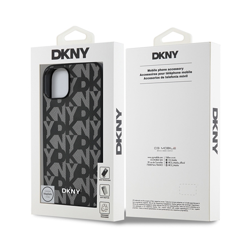 iPhone 14 DKNY Orjinal Lisanslı M-safe Şarj Özellikli 3D Yazılı Grid Pattern Kapak