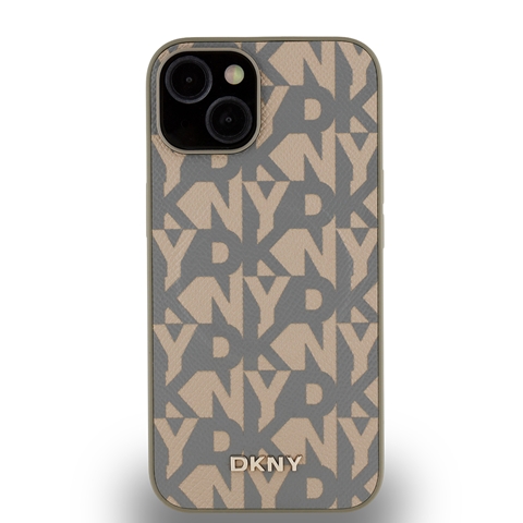 iPhone 14 DKNY Orjinal Lisanslı M-safe Şarj Özellikli 3D Yazılı Grid Pattern Kapak