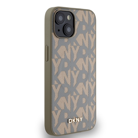 iPhone 14 DKNY Orjinal Lisanslı M-safe Şarj Özellikli 3D Yazılı Grid Pattern Kapak