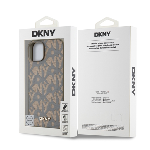 iPhone 14 DKNY Orjinal Lisanslı M-safe Şarj Özellikli 3D Yazılı Grid Pattern Kapak