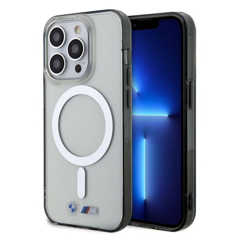 iPhone 15 Pro Max BMW Magsafe Şarj Özellikli Transparan Silver Ring Orj.Lis. Kapak