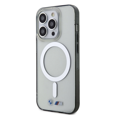 iPhone 15 Pro Max BMW Magsafe Şarj Özellikli Transparan Silver Ring Orj.Lis. Kapak