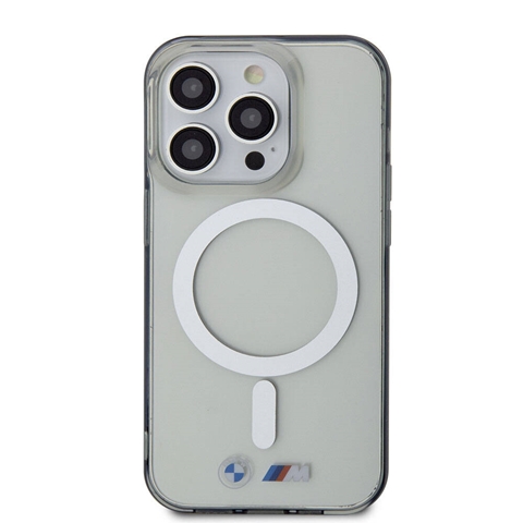 iPhone 15 Pro Max BMW Magsafe Şarj Özellikli Transparan Silver Ring Orj.Lis. Kapak