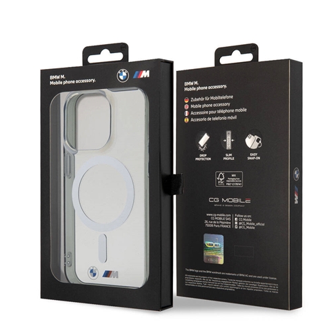 iPhone 15 Pro Max BMW Magsafe Şarj Özellikli Transparan Silver Ring Orj.Lis. Kapak
