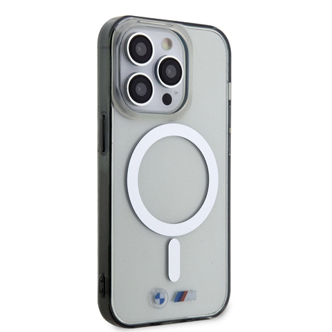 iPhone 15 Pro Max BMW Magsafe Şarj Özellikli Transparan Silver Ring Orj.Lis. Kapak