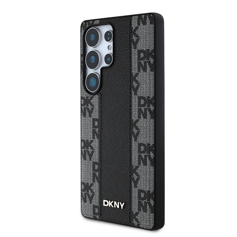 S25 Ultra DKNY Orjinal Lisanslı M-safe Şarj Özellikli 3D Yazılı Checkered Pattern Kapak