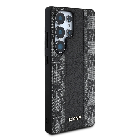 S25 Ultra DKNY Orjinal Lisanslı M-safe Şarj Özellikli 3D Yazılı Checkered Pattern Kapak