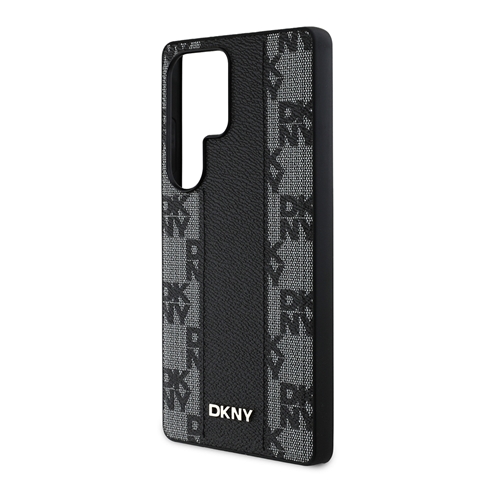 S25 Ultra DKNY Orjinal Lisanslı M-safe Şarj Özellikli 3D Yazılı Checkered Pattern Kapak