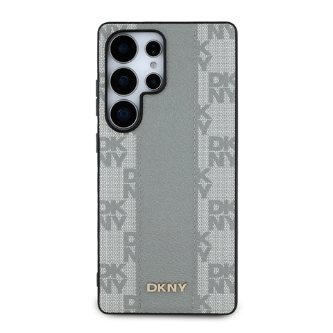 S25 Ultra DKNY Orjinal Lisanslı M-safe Şarj Özellikli 3D Yazılı Checkered Pattern Kapak