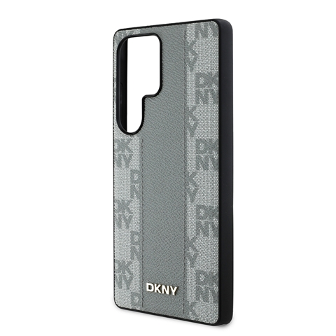 S25 Ultra DKNY Orjinal Lisanslı M-safe Şarj Özellikli 3D Yazılı Checkered Pattern Kapak