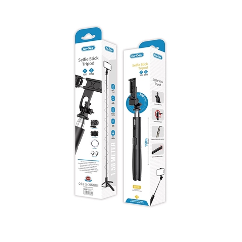 Go-Des GD-ST81 Çok Fonksiyonlu 6 Kademeli Teleskopik Tripod Stand  Bluetooth Selfie Çubuğu