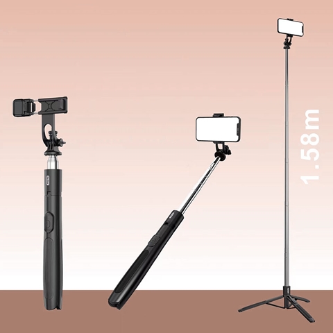 Go-Des GD-ST81 Çok Fonksiyonlu 6 Kademeli Teleskopik Tripod Stand  Bluetooth Selfie Çubuğu