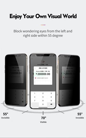 iPhone Xs Max Kor Privacy Ekran Koruyucu ( Hayalet Cam )