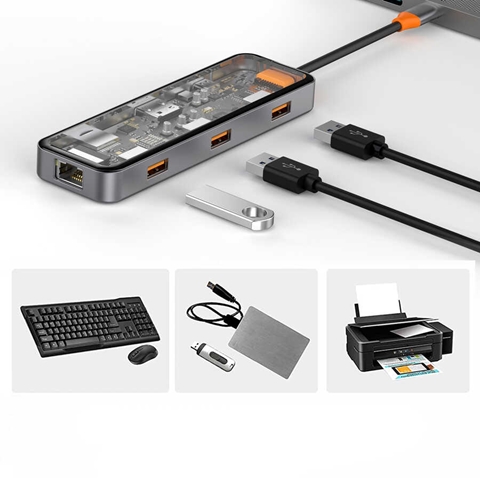 Wiwu CB008 Cyber 8 in 1 Type-C Hub 100W Şarj Destekli SD Kart-RJ45-Hdmi-Usb Çoğaltıcı
