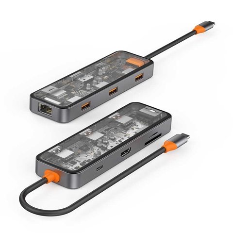 Wiwu CB008 Cyber 8 in 1 Type-C Hub 100W Şarj Destekli SD Kart-RJ45-Hdmi-Usb Çoğaltıcı