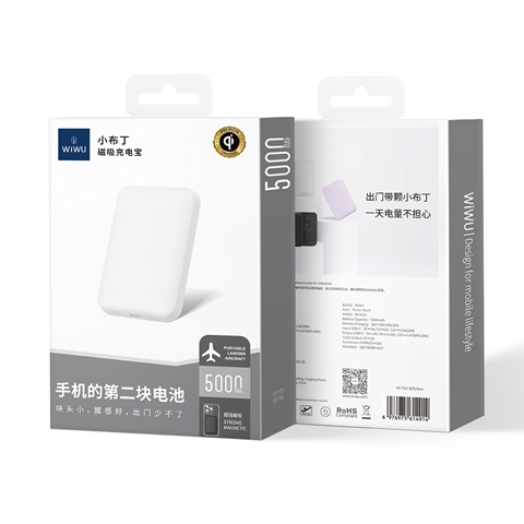 Wiwu Wi-P037 Qi Şarj Teknolojili LED Işık Göstergeli Magsafe Kablosuz Powerbank 5000mAh 15W