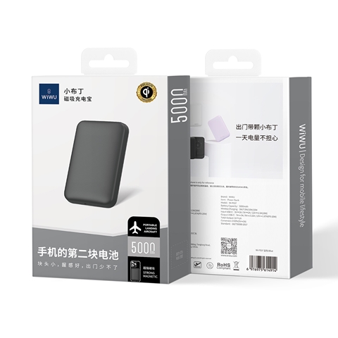 Wiwu Wi-P037 Qi Şarj Teknolojili LED Işık Göstergeli Magsafe Kablosuz Powerbank 5000mAh 15W