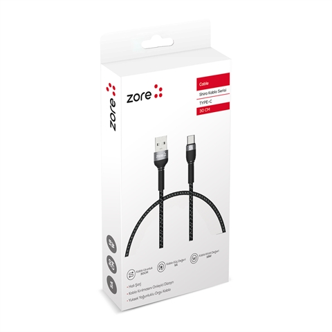 Type-C Zore Shira Serisi Usb Kablo 30 cm